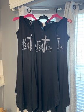 Black Sleeveless Faith Cross Tunic Dress
